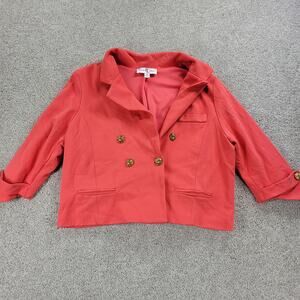 VTG Countess Luann Womens Cropped Blazer 1X Coral Double Breasted Notched Lapel